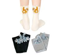 TIMJJG 3 Pares De Calcetines Tridimensionales Para Gatos, Lindos Para Usar Con Piezas A Juego, Divertidos Calcetines De Algodón De Dibujos Animados, Adecuados Para La Compilación Diaria.