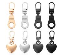 TIMJJG 8 Tiradores de Cremallera de Metal en Forma de Corazón y Colgantes Desmontables Universales, Accesorios de Reparación de Cremallera para Chaquetas, Pantalones, Equipaje
