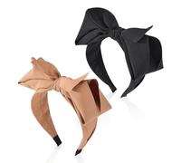 TIMJJG Juego de 2 diademas de lazo para mujer, diademas negras y doradas, elegantes horquillas para el pelo, diademas con lazo
