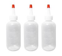TIMJJG Paquete de 3 botellas de plástico puntiagudas, aplicador aplastante, botellas de champú translúcidas con tapa para peluquería, accesorios de baño