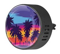 Timmershabi Coco Tree Sunset 2 piezas personalizado aromaterapia ambientador difusor de fragancia de coche, medallón difusor de coche, clip de ventilación para coche, oficina, cocina