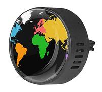 Timmershabi Colorido mapa del mundo Blackground 2 piezas personalizado aromaterapia ambientador difusor de fragancia de coche, medallón difusor de ventilación para coche, oficina, cocina