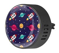 Timmershabi Dibujos animados planeta y cohete 2 piezas personalizado aromaterapia ambientador difusor de fragancia de coche medallón difusor de ventilación para coche, oficina, cocina