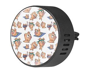 Timmershabi Divertido cerdo jugando a la playa vocación 2 unids personalizado coche aromaterapia ambientador difusor de fragancia coche medallón difusor de ventilación clip para coche, oficina, cocina