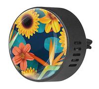 Timmershabi Girasol amarillo Coral Florals Hojas azules 2 unids ambientador de aromaterapia de coche difusor difusor de fragancia de coche Locket difusor difusor de ventilación para coche, oficina, cocina