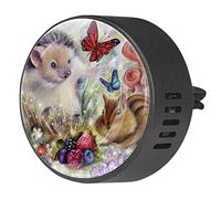 Timmershabi Hedgehog ardilla mariposas patrón floral 2 piezas ambientador de aromaterapia para coche difusor de fragancia para coche Locket difusor difusor de ventilación para coche, oficina, cocina