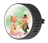 Timmershabi Lindo cerdo pareja feliz día del amante 2 piezas personalizado aromaterapia ambientador difusor de fragancia de coche, medallón difusor de ventilación para coche, oficina, cocina