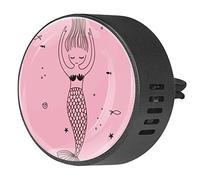 Timmershabi Little Pink Cartoon Mermaid 2 piezas personalizado aromaterapia ambientador difusor de fragancia de coche medallón difusor de coche clip de ventilación para coche, oficina, cocina