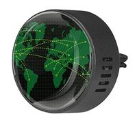 Timmershabi Mapa del mundo verde oscuro, fondo a cuadros, 2 piezas, ambientador de aromaterapia para coche, difusor de fragancia para coche, medallón difusor de coche, clip de ventilación para coche, oficina, cocina