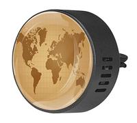 Timmershabi Mapa del mundo vintage retro 2 piezas difusor de ambientador de aromaterapia de coche difusor de fragancia de coche medallón difusor de ventilación para coche, oficina, cocina
