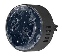 Timmershabi Patrón de color oscuro del zodiaco, 2 unidades, difusor de ambientador de aromaterapia de coche, difusor de fragancia de coche, clip de ventilación para coche, oficina, cocina