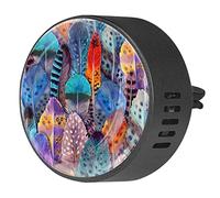 Timmershabi Plumas de acuarela coloridas abstractas 2 piezas personalizadas para aromaterapia de coche, difusor de fragancia de coche, medallón difusor de ventilación para coche, oficina, cocina