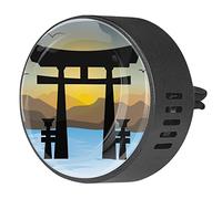 Timmershabi Puertas japonesas Torii y paisaje del atardecer, 2 piezas personalizadas para aromaterapia de coche, difusor de fragancia para coche, medallón difusor de ventilación para coche, oficina, cocina