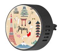 Timmershabi Tourist Japan Travel Set Colección Patrón 2 piezas Personalizado Aromaterapia Ambientador Difusor de Fragancia de Coche Medallón Difusor de Coche Clip de Ventilación para Coche Aplicar para Coche, Oficina, Cocina