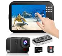 TIMNUT 4K60fps Cámara Acuatica Pantalla Táctil - Cámara Subacuática 10M con 64G Tarjeta SD, HD 48MP WiFi Cámara Deportes Estabilización 6-Axis,8X Zoom Cámara de Acción con Casco Accesorios