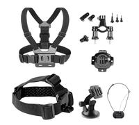TIMNUT Kit de accesorios para cámara de acción, soporte con ventosa para cámara 4K, soporte para correa de cabeza, arnés de pecho, base giratoria de 360°, soporte magnético, soportes para manillar de