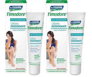 Timodore, Crema Desodorante, Combate la Transpiración Excesiva y el Mal Olor de los Pies, con Propiedades Antibacterianas, 100% Made in Italy, Dermatológicamente Testado, 50 ml (Paquete de 2)