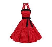 Timormode - Vestido de cóctel sexy, retro, vintage, para mujer, diseño de los años 40, 50 y 60, estilo Rockabilly, con escote B- Rouge Noir S XXL