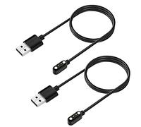 TiMOVO 2 Piezas Cargador Compatible con YAMAY VeryFitPro SW021/SW01/Willful SW023/SW025/Letsfit ID205L/Letscom ID205S/ID216/Umidigi Uwatch 3/Uwatch GT, 100cm Cable de Carga USB Magnético, Negro