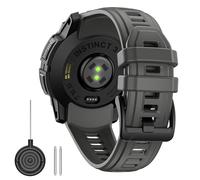 TiMOVO 22mm Correa Compatible con Gar-min 3 Solar 45mm/Instinct 3 Amoled 45mm, Silicona Deportiva Pulseras Repuesto Respirable Reemplazable Reloj Correa con Herramientas de Instalación, Ink Gris