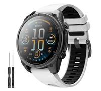 TiMOVO 22mm Correa Compatible con Garmin Fenix 8 47mm/E 47mm/7 Pro/7/6 Pro/6/5 Plus/Forerunner 965/955/945/935, Silicona Respirable Reemplazable Reloj Correa, Pulseras de Repuesto, Blanco Negro