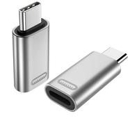 TiMOVO 2PZS Adaptadores Hembra a USB C Macho, Adaptador a USB C 35W Carga Rápida Transferencia de Datos para iPhone 15/16/Pro/Pro MAX/Plus, iPad Pro/Air Adaptador USB-C,Plata