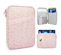TiMOVO 9-11" Funda para Tableta Compatible con iPad 11" A16 2025, iPad 10,9"/10,2"/Air 11", Galaxy Tab A9+/A11 Plus 11", Bolsa Protectora con Bolsillo, Leopardo Rosa