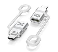 TiMOVO Adaptador Lightn-ing a USB C, 2 Piezas Adaptador Lightn-ing Hembra a USB C Macho con Carga Rápida de 60W y Bucle Anti-Pérdida para iPhone 16/15 Serie, iPad, Galaxy S25, No para Audio/OTG,Plata