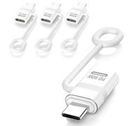 TiMOVO Adaptador Lightn-ing a USB C, 4 Piezas Adaptador Lightn-ing Hembra a USB C Macho con Carga Rápida de 60W y Bucle Anti-Pérdida para iPhone 16/15 Serie, iPad, Galaxy S25,No para Audio/OTG-Blanco