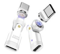 TiMOVO Adaptador Magnético USB C, (2 Pieza) PD 240W Carga, Transferencia de Datos, Rotación de 180° C a C Adaptador Extensor para iPad/iPhone, Blanco