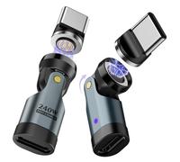 TiMOVO Adaptador Magnético USB C, (2 Pieza) PD 240W Carga, Transferencia de Datos, Rotación de 180° C a C Adaptador Extensor para iPad/iPhone, Gris