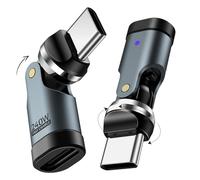 TiMOVO Adaptador USB C 90 Grados, (2 Pieza) PD 240W USB C Adaptador de Ángulo Recto, Carga, Transferencia de Datos, 360 ° y 180 ° Adaptador Giratorio para iPhone 17/16/15, MacBook Pro, iPad, Gris