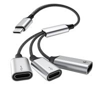 TiMOVO Cable Divisor USB C, Adaptador USB-C Macho a 3 Tipo C Hembra con Carga rápida, Transferencia de Datos, convertidor de Cable OTG Tipo C 3 en 1 para iPhone 16/15, 16/15 Pro/Pro MAX/Plus, iPad