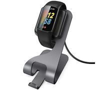 TiMOVO Cargador Compatible con Fitbit Charge 6/Fitbit Charge 5/Luxe Reloj, Base de Carga Magnético Aluminio Reemplazo con Cable USB 165cm Soporte de Carga de Repuesto Antideslizante, Gris Espacial