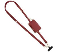 TiMOVO Correa Clip & Go para Teléfono Móvil con Funda Tipo Cartera de Cuero, Cordón Universal con Correa Ajustable para el Cuello, Compatible con la Mayoría de Smartphones, Rojo Oscuro