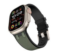 TiMOVO Correa Compatible con Apple Watch 42/44/45/46/49 mm, Correa Deportiva de Repuesto con Costuras Bicolor para iWatch Ultra 3 2 1, SE 3 2 1, Series 11 10 9 8 7 6 5 4 3 2 1, Verde Ejército+Negro