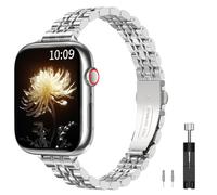 TiMOVO Correa de reloj Slim compatible con la correa de reloj Apple Ultra/Ultra2 49mm, Duradera Pulsera ajustable para mujer, adecuada para Series 10/9/8/7/6/5/4/3/2/1/SE 42/44/45/46mm, Plata