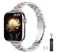 TiMOVO Correa de reloj Slim compatible con la correa de reloj Apple Ultra/Ultra2 49mm, Duradera Pulsera ajustable para mujer, adecuada para Series 10/9/8/7/6/5/4/3/2/1/SE 42/44/45/46mm,J oro rosa