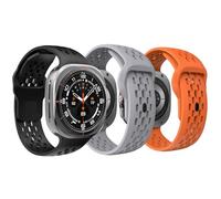 TiMOVO Correa deportiva compatible con Samsung Galaxy Watch Ultra 47mm(2025/2024), Silicona Suave, Deportiva, Transpirable, Recambio para Hombre y Mujer, Negro/Gris/Naranja