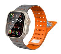 TiMOVO Correa Magnética Deportiva Compatible con Apple Watch 49/45/46/44/42 mm Hombre Mujer, Correa de Silicona Suave para iWatch Ultra 3/2/1, SE 3/2/1, Series 11 10 9 8 7 6 5 4 3 2 1, Gris Naranja