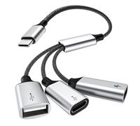 TiMOVO Divisor Adaptador Cable Y, Conversor Macho a 2 Puertos USB-C Hembra y 1 Puerto A Hembra Para Steam Deck, ASUS ROG Ally, Xbox One Serie, PS5, Mac