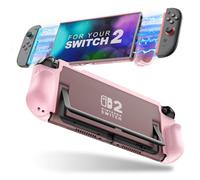 TiMOVO Funda Acoplable para Nintendo Switch 2 2025, Funda Protectora con Agarre TPU Accesorios Con Joycon de Liberación Rápida for Switch 2, Funda Rígida Resistente a Rayones y Golpes, Rosa