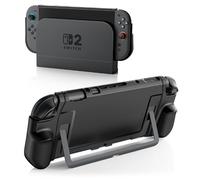 TiMOVO Funda Acoplable para Nintendo Switch 2 2025, TPU Grip Cubierta Protectora Accesorios con Diseño Ergonómico para Switch 2 Consola y JoyCon, Antigolpes y Antiarañazos Recortes Precisos, Negro