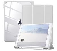 TiMOVO Funda Compatible con Nuevo iPad 9ª Generación 2021/iPad de 8ª Gen 2020 10.2'' con Portalápiz, Carcasa Trasera Transparente con Auto Sueño/Estela para iPad 7ª Gen 10.2" 2019, Gris Claro