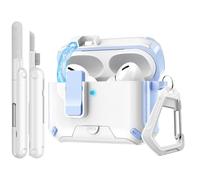 TiMOVO Funda para Airpods Pro 3 (2025) con Cierre de Seguridad,Compatible con MagSafe, Funda a Prueba de Golpes para Apple AirPods Pro 3.ª Generación con Función de Soporte para Teléfono,Azul + Blanco