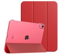 TiMOVO Funda para iPad A16 11ª Gen 11"/10ª Gen 10,9", Rojo | Delgada Carcasa Trasera, Dura Translúcida, Soporte Trifold