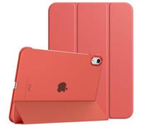 TiMOVO Funda para iPad (A16) 11ª Generación 2025 11 Pulgadas/iPad 10ª Generación 2022 10,9 Pulgadas, Delgada Carcasa Trasera Dura Translúcida con Soporte Trifold, Naranja Coral