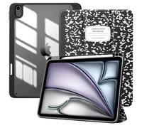TiMOVO Funda para iPad Air 11 Pulgadas (M3/M2-2025/2024), iPad Air 5ª/4ª Generación (2022/2020) 10.9'', Funda Delgada Trasera Transparente y Runura para Lápiz, Auto Activación/Reposo, Cuaderno Negro