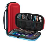 TiMOVO Funda para Nintendo Switch 2, Funda de Transporte para 10 Tarjetas de Juego y Adaptador, Funda Rígida Portátil para Switch 2, Funda de Viaje con Bolsillo para Accesorios, Azul+Rojo