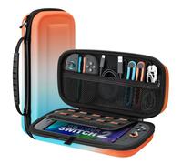 TiMOVO Funda para Nintendo Switch 2, Funda Rígida Portátil para Switch 2, Funda de Transporte para 10 Tarjetas de Juego y Adaptador, Funda de Viaje para Accesorios de Switch 2, Naranja Gradiente